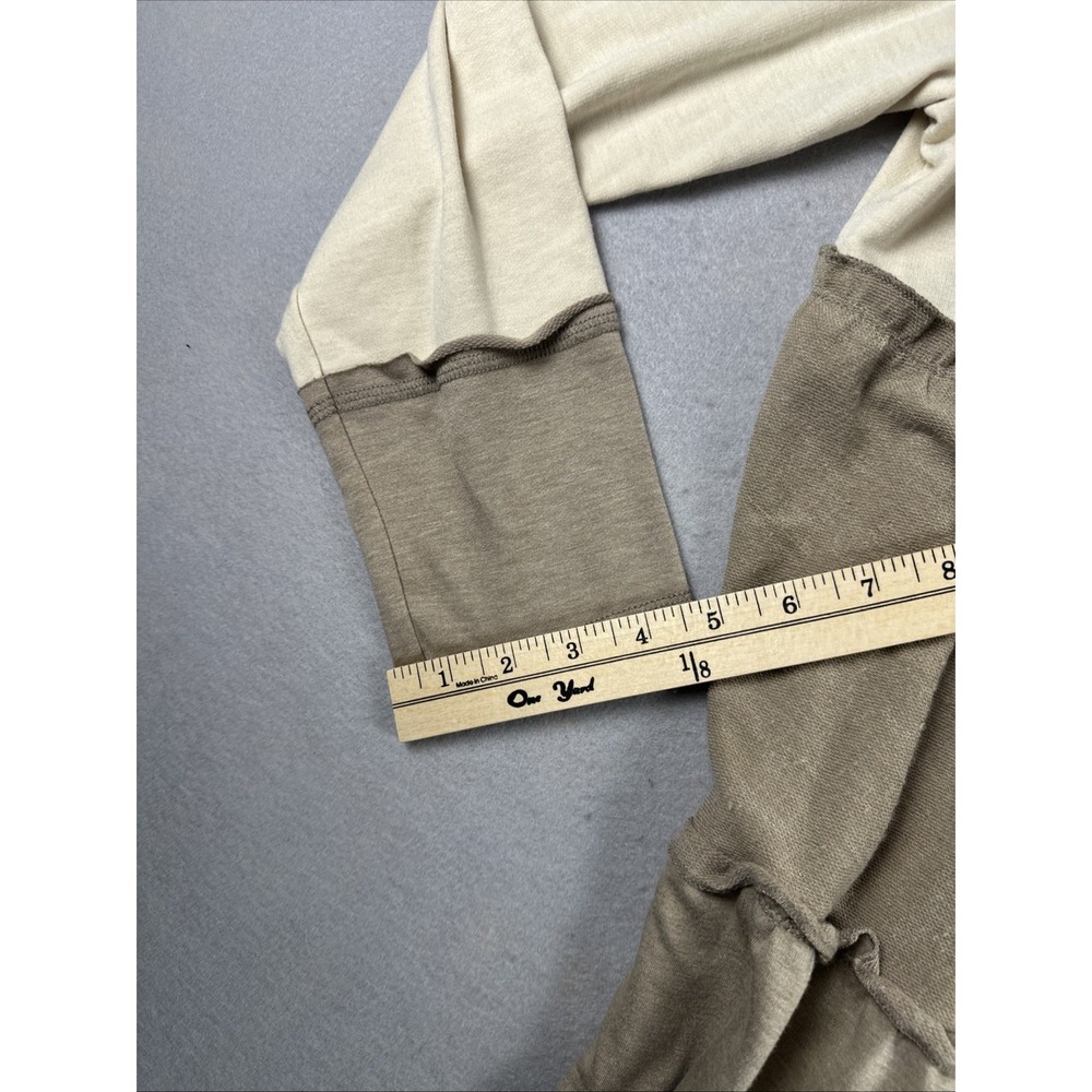 Cato Large Neutral Colorblock Ruffle Zip Hoodie Boho Tiered Lounge Jacket L - Picture 4 of 7